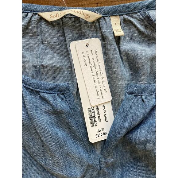SOFT SURROUNDINGS Women’s Misty Shirt Sz L 14 New Embroidered Chambray $110 - Picture 8 of 10